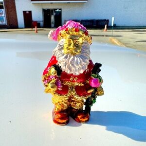 Luxury Pewter Bejeweled Crystals Enameled SANTA Trinket Box